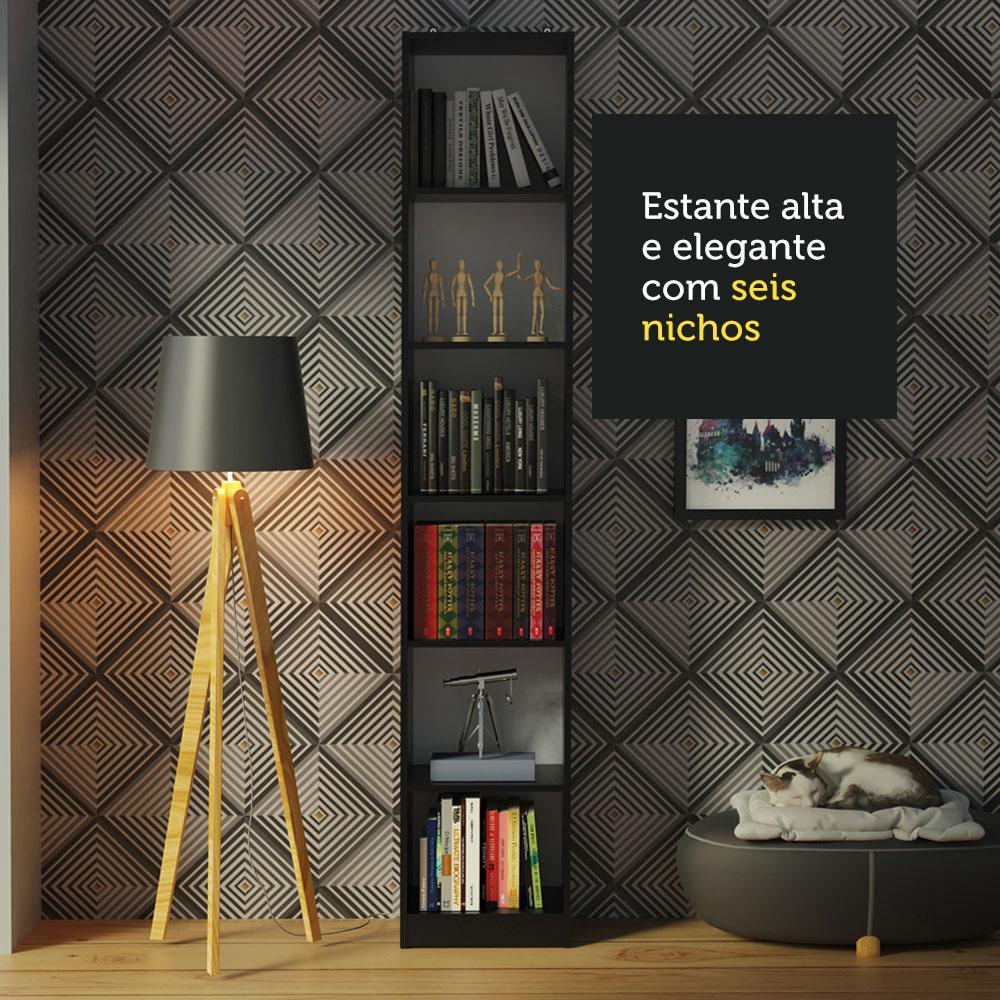 Estante Livreiro Madesa 6906 com 6 Nichos - Preto