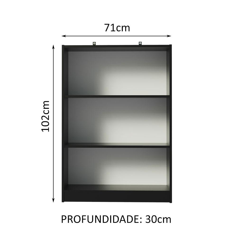 Estante Livreiro Madesa 6907 com 3 Nichos - Preto