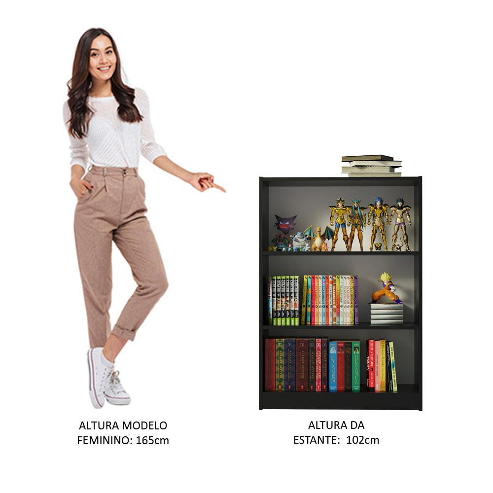Estante Livreiro Madesa 6907 com 3 Nichos - Preto
