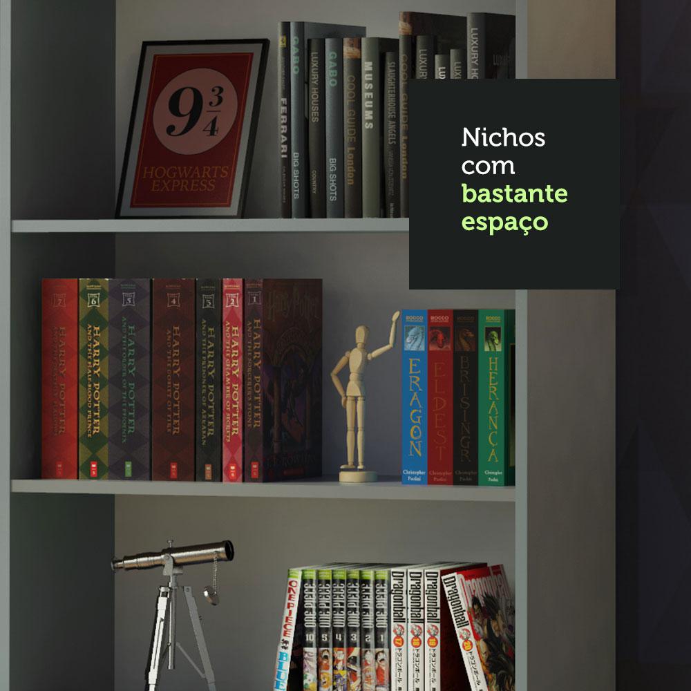 Estante Livreiro Madesa 6908 com 6 Nichos - Cinza