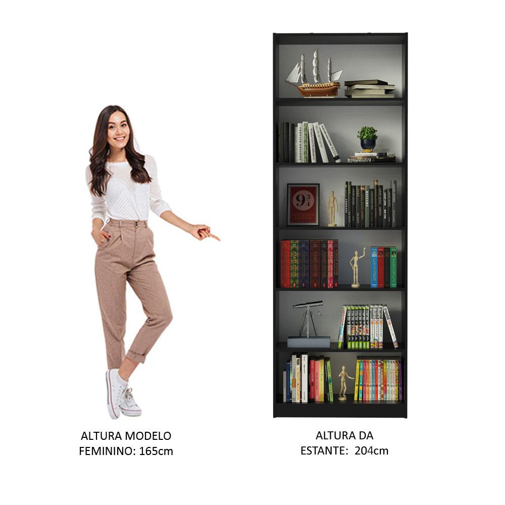 Estante Livreiro Madesa 6908 com 6 Nichos - Preto