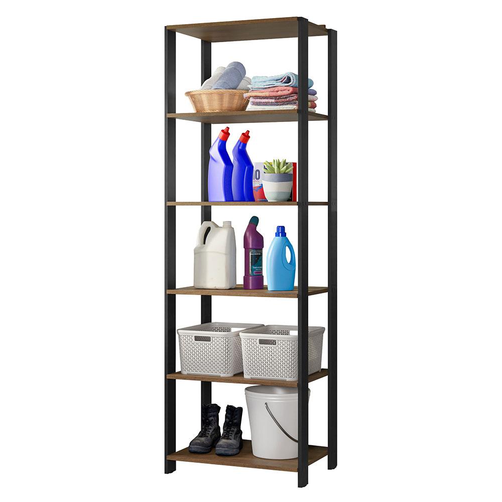 Estante Multiuso para Lavanderia 59cm Rustic/Preto Madesa