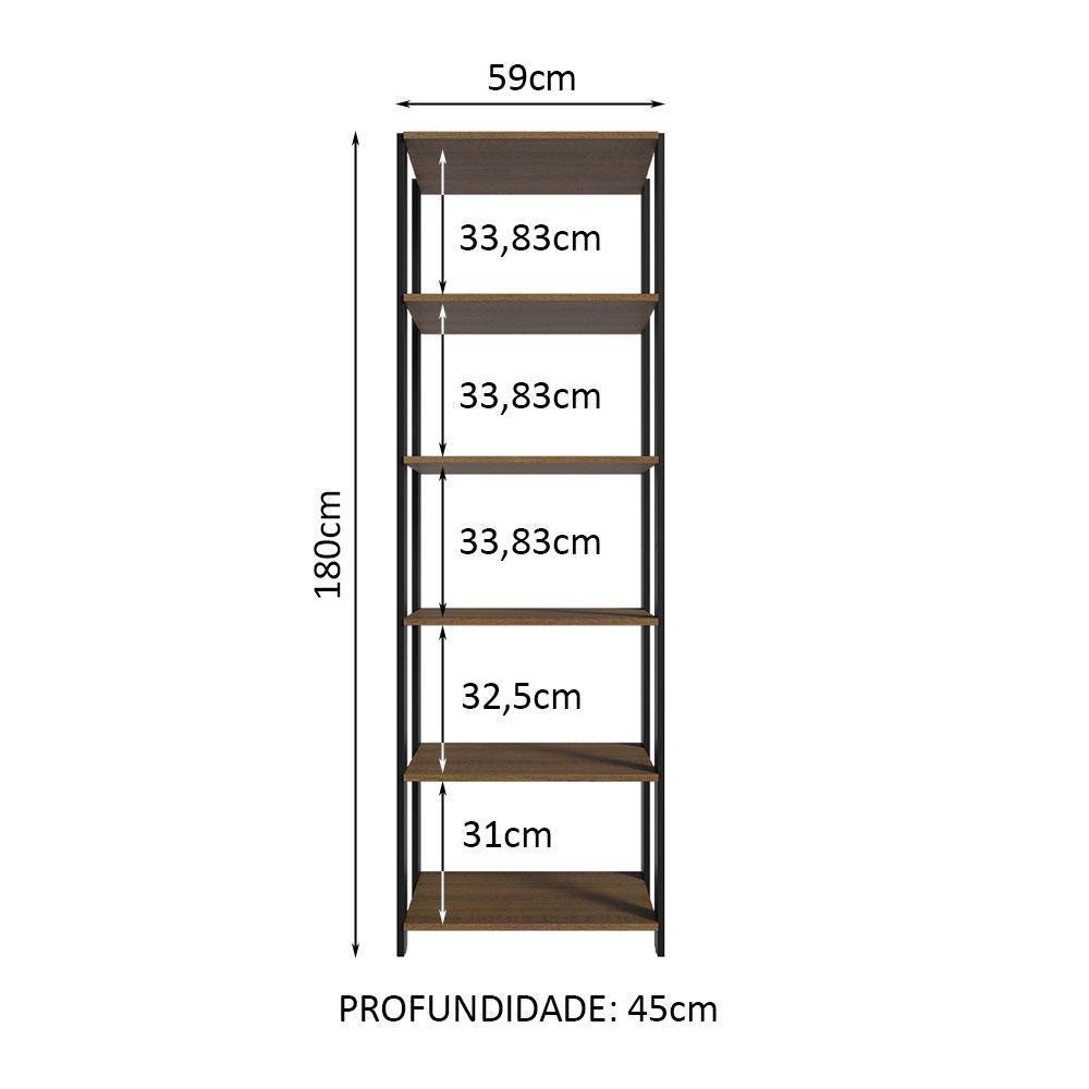 Estante Multiuso para Lavanderia 59cm Rustic/Preto Madesa