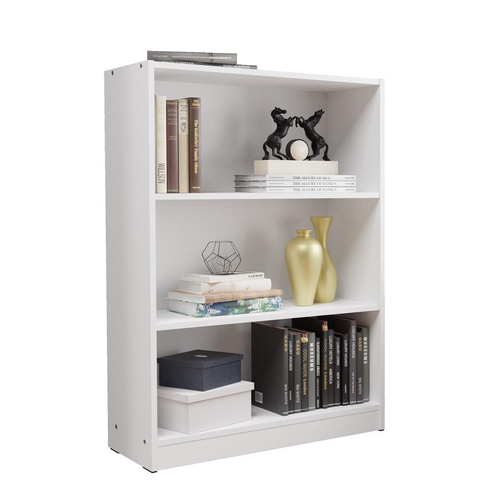 Estante para Livros Home Sala Madesa 6907 com 3 Nichos - Branco
