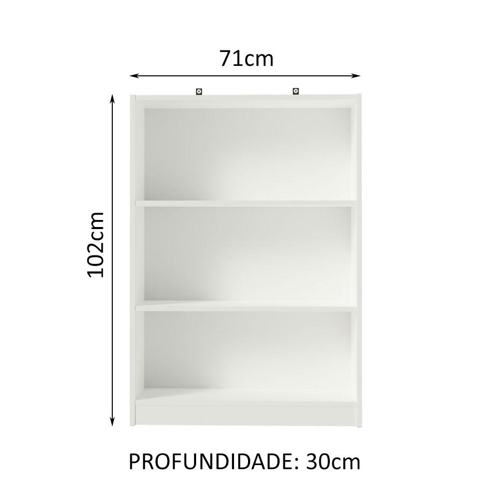 Estante para Livros Home Sala Madesa 6907 com 3 Nichos - Branco