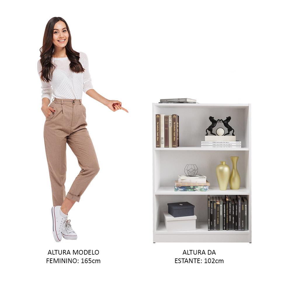 Estante para Livros Home Sala Madesa 6907 com 3 Nichos - Branco