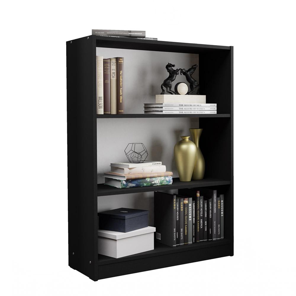 Estante para Livros Home Sala Madesa 6907 com 3 Nichos - Preto