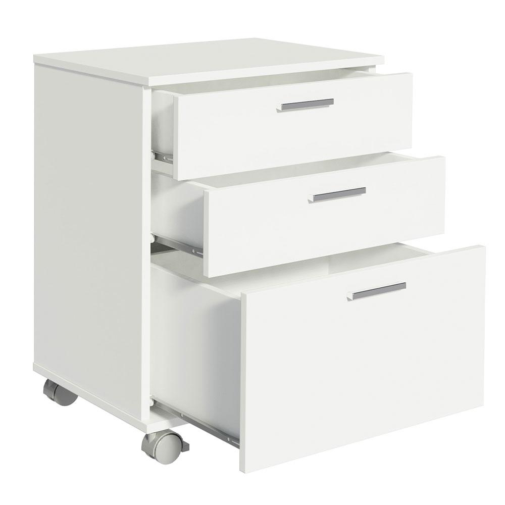 Gaveteiro Organizador para Escritório 3322 Madesa 3 Gavetas com Rodinhas - Branco