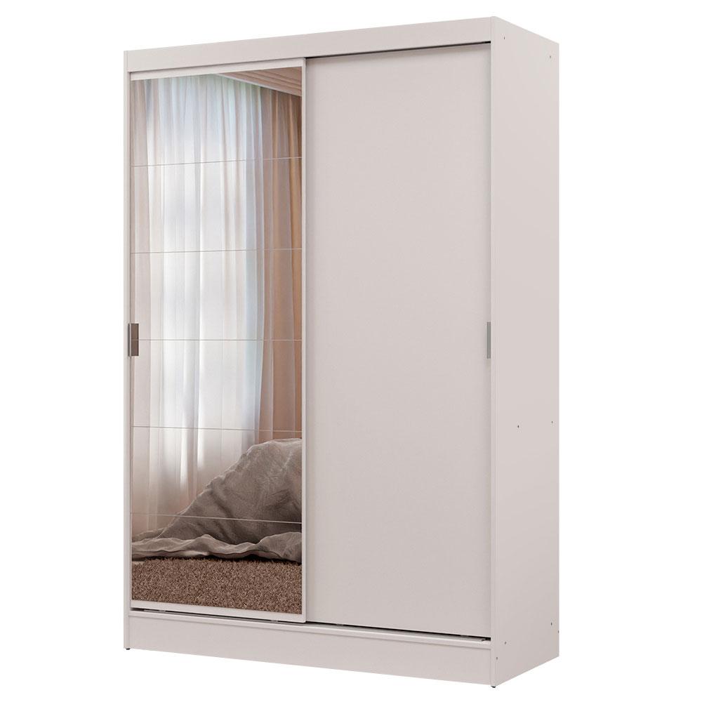 Guarda-Roupa 2 Portas de Correr com Espelho Branco Max Madesa