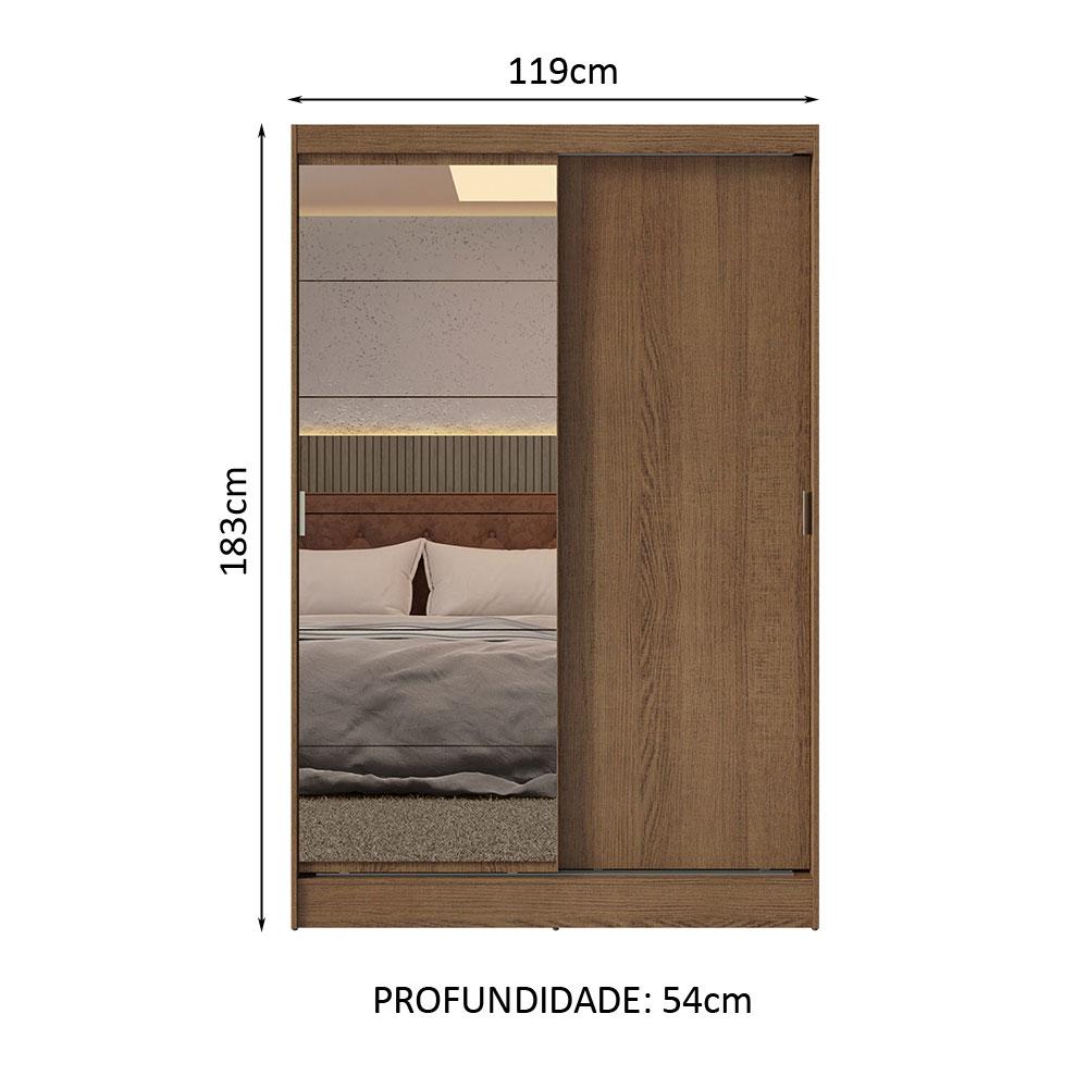 Guarda-Roupa 2 Portas de Correr com Espelho Rustic Max Madesa