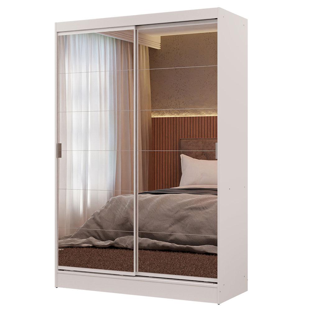 Guarda-Roupa 2 Portas de Correr de Espelho Branco Max Madesa