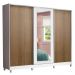 Guarda Roupa Casal 100% MDF Madesa Eros 3 Portas de Correr com Espelho com Pés - Branco/Rustic