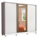 Guarda Roupa Casal 100% MDF Madesa Eros 3 Portas de Correr com Espelho com Pés - Branco/Rustic