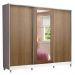 Guarda Roupa Casal 100% MDF Madesa Eros 3 Portas de Correr com Espelho com Pés - Branco/Rustic