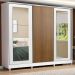 Guarda-Roupa Casal 100% MDF Madesa Eros 3 Portas de Correr com Espelhos com Pés - Branco/Branco/Rustic