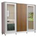 Guarda-Roupa Casal 100% MDF Madesa Eros 3 Portas de Correr com Espelhos com Pés - Branco/Branco/Rustic