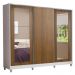 Guarda-Roupa Casal 100% MDF Madesa Eros 3 Portas de Correr com Espelhos com Pés - Branco/Rustic