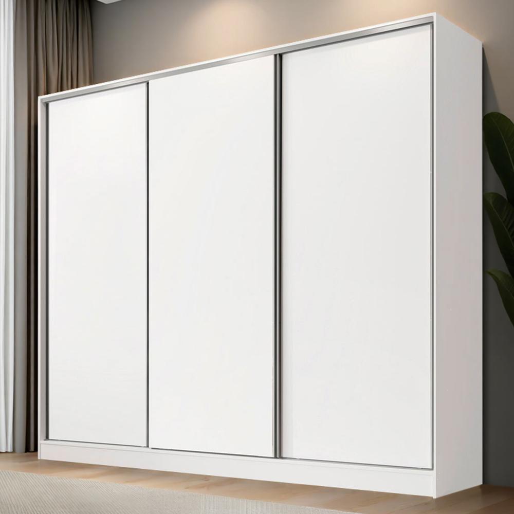 Guarda-Roupa Casal 100% MDF Madesa Nantes 3 Portas de Correr Branco