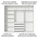 Guarda Roupa Casal 100% MDF Madesa Royale 3 Portas de Correr - Branco/Rustic