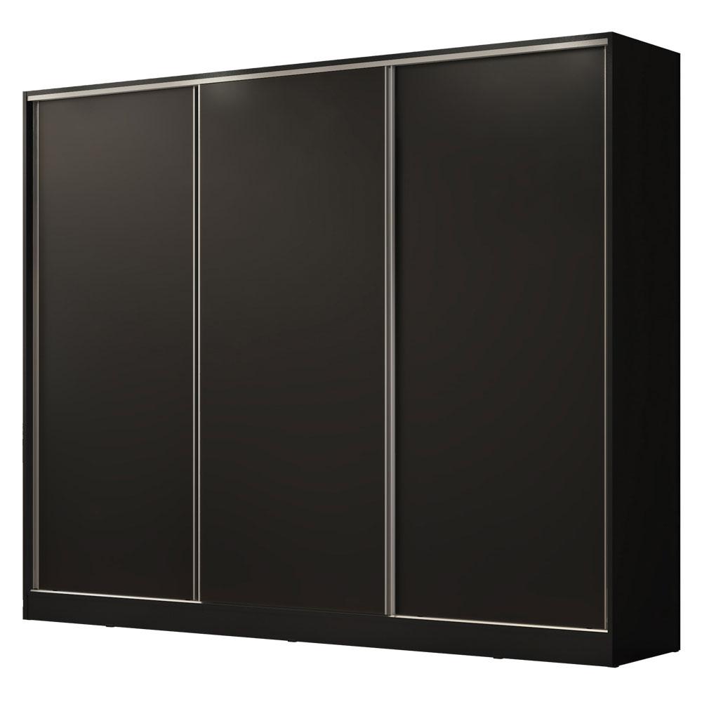 Guarda Roupa Casal 100% MDF Madesa Royale 3 Portas de Correr - Preto