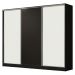 Guarda Roupa Casal 100% MDF Madesa Royale 3 Portas de Correr - Preto/Branco/Preto