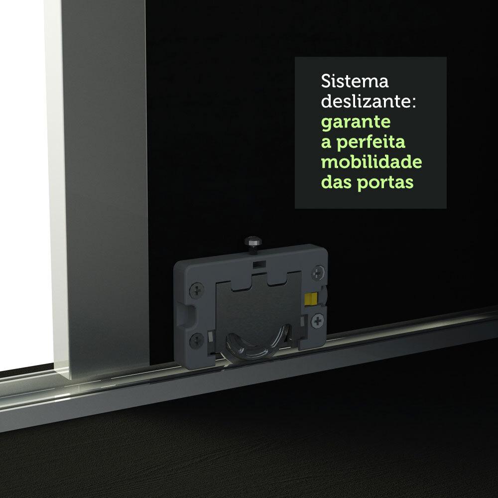 Guarda Roupa Casal 100% MDF Madesa Royale 3 Portas de Correr - Preto/Branco/Preto