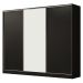 Guarda Roupa Casal 100% MDF Madesa Royale 3 Portas de Correr - Preto/Preto/Branco