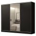 Guarda Roupa Casal 100% MDF Madesa Royale 3 Portas de Correr com Espelho - Preto