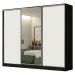 Guarda Roupa Casal 100% MDF Madesa Royale 3 Portas de Correr com Espelho - Preto/Branco
