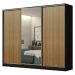Guarda Roupa Casal 100% MDF Madesa Royale 3 Portas de Correr com Espelho - Preto/Rustic