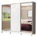 Guarda Roupa Casal 100% MDF Madesa Royale 3 Portas de Correr com Espelho com Pés - Branco