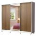 Guarda Roupa Casal 100% MDF Madesa Royale 3 Portas de Correr com Espelho com Pés - Branco/Rustic