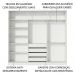 Guarda Roupa Casal 100% MDF Madesa Royale 3 Portas de Correr com Espelhos - Branco/Preto