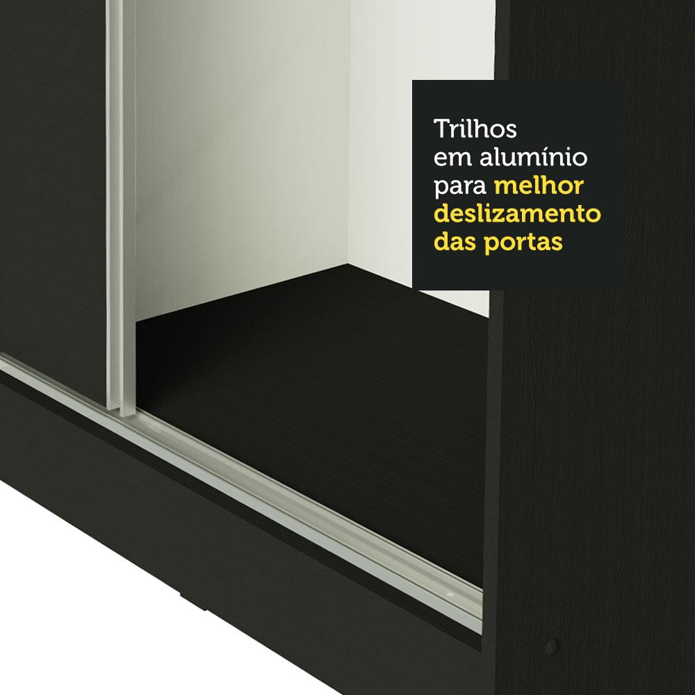 Guarda Roupa Casal 100% MDF Madesa Royale 3 Portas de Correr com Espelhos - Preto