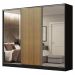 Guarda Roupa Casal 100% MDF Madesa Royale 3 Portas de Correr com Espelhos - Preto/Rustic
