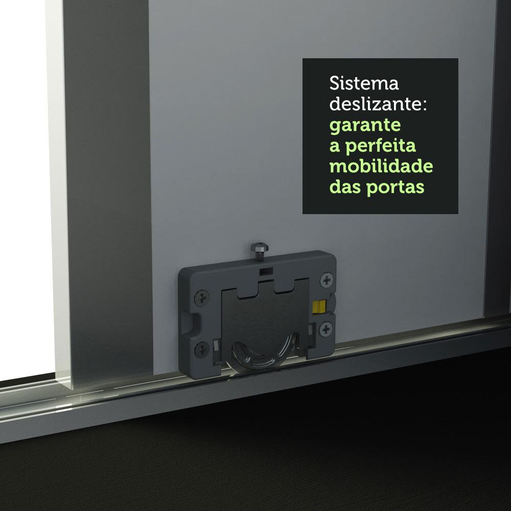 Guarda Roupa Casal 100% MDF Madesa Royale 3 Portas de Correr com Espelhos - Preto/Rustic