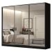 Guarda Roupa Casal 100% MDF Madesa Royale 3 Portas de Correr de Espelho - Preto