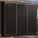 Guarda Roupa Casal 100% MDF Madesa Zurique 3 Portas de Correr - Preto