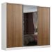 Guarda Roupa Casal 100% MDF Madesa Zurique 3 Portas de Correr com Espelho - Branco/Rustic