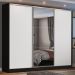 Guarda Roupa Casal 100% MDF Madesa Zurique 3 Portas de Correr com Espelho - Preto/Branco