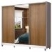 Guarda Roupa Casal 100% MDF Madesa Zurique 3 Portas de Correr com Espelho com Pés - Branco/Rustic