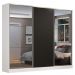 Guarda Roupa Casal 100% MDF Madesa Zurique 3 Portas de Correr com Espelhos - Branco/Preto