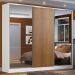 Guarda Roupa Casal 100% MDF Madesa Zurique 3 Portas de Correr com Espelhos - Branco/Rustic
