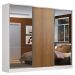 Guarda Roupa Casal 100% MDF Madesa Zurique 3 Portas de Correr com Espelhos - Branco/Rustic