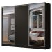 Guarda Roupa Casal 100% MDF Madesa Zurique 3 Portas de Correr com Espelhos - Preto