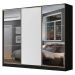 Guarda Roupa Casal 100% MDF Madesa Zurique 3 Portas de Correr com Espelhos - Preto/Branco