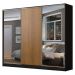 Guarda Roupa Casal 100% MDF Madesa Zurique 3 Portas de Correr com Espelhos - Preto/Rustic