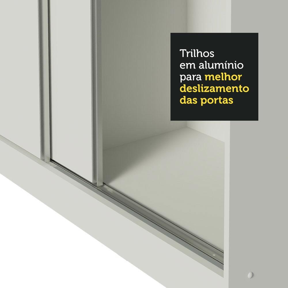 Guarda Roupa Casal 100% MDF Madesa Zurique 3 Portas de Correr com Espelhos com Pés - Branco