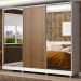 Guarda Roupa Casal 100% MDF Madesa Zurique 3 Portas de Correr com Espelhos com Pés - Branco/Rustic