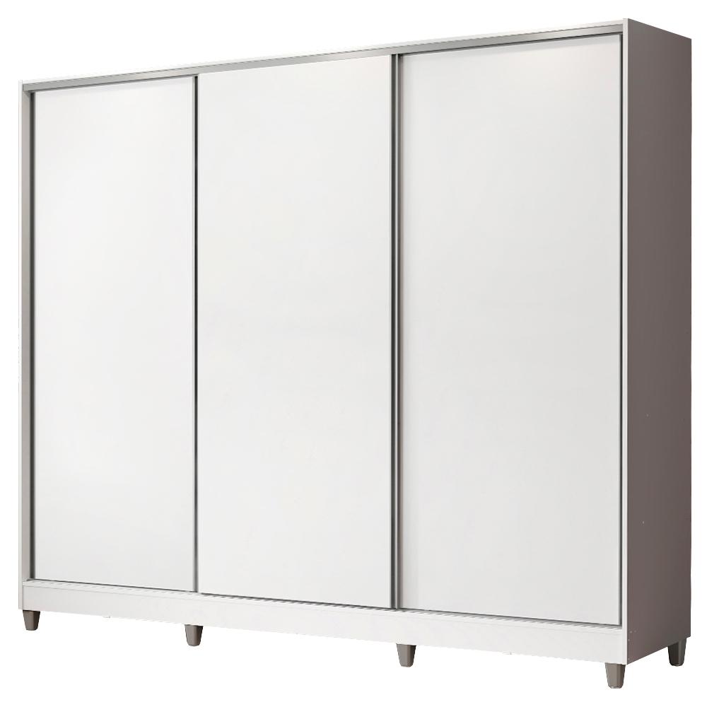 Guarda Roupa Casal 100% MDF Madesa Zurique 3 Portas de Correr com Pés - Branco